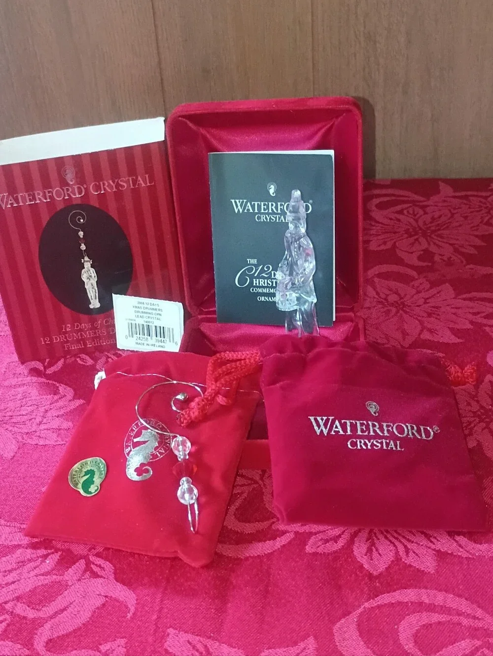 Waterford Crystal Red and Silver Christmas Drummer Ornament